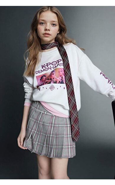 Hello Kıtty Relax Fıt Bisiklet Yaka Sweatshirt Kız Çocuk