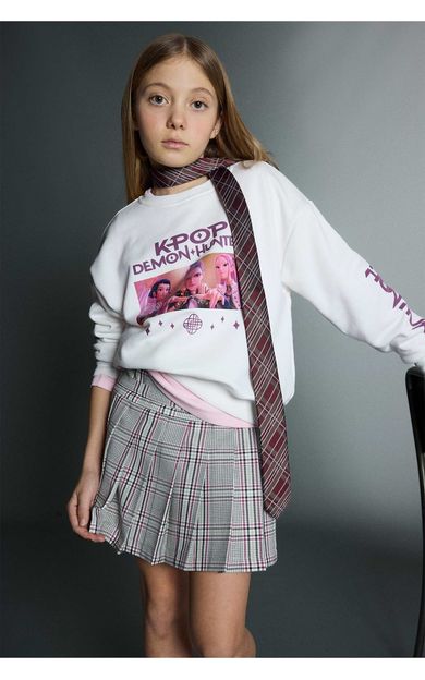 DeFacto Hello Kıtty Relax Fıt Bisiklet Yaka Sweatshirt Kız Çocuk Ekru