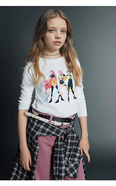 K-Pop Demon Hunters Slım Fıt Tişört Kız Çocuk