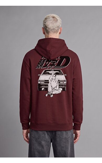 DeFacto Inıtıal D Boxy Fıt Baskılı Kalın Sweatshirt Kumaşı Sweatshirt