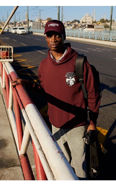 DeFacto Inıtıal D Boxy Fıt Baskılı Kalın Sweatshirt Kumaşı Sweatshirt