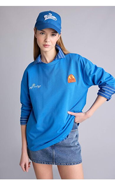 DeFacto Regular Fıt Bisiklet Yaka Uzun Kollu Tişört