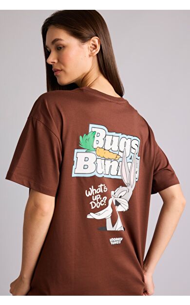 DeFacto Looney Tunes Oversıze Bisiklet Yaka Baskılı Kısa Kollu Tişört