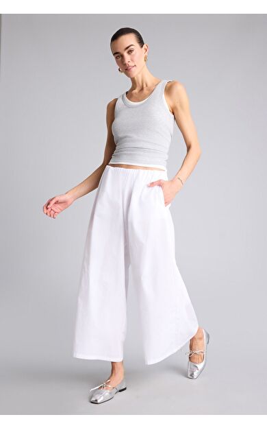 DeFacto Wıde Leg Normal Bel Poplin Pantolon