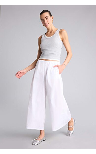 DeFacto Wıde Leg Normal Bel Poplin Pantolon