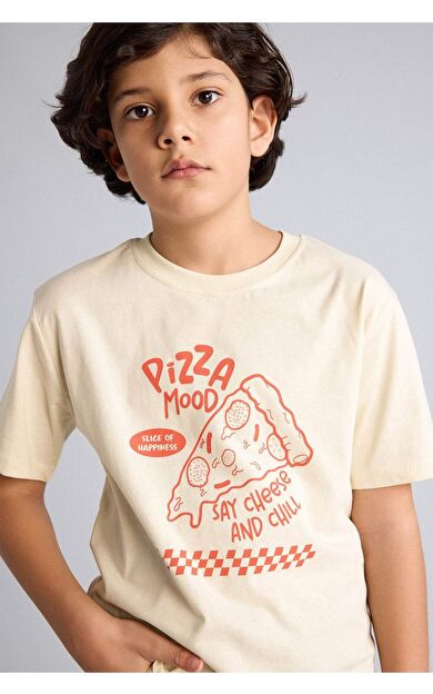 DeFacto Regular Fıt Bisiklet Yaka Baskılı Kısa Kollu Tişört Erkek Çocuk