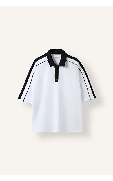 DeFacto Loose Fit Polo Yaka Şerit Detaylı Kısa Kollu Tişört