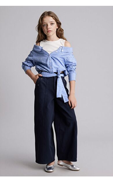 DeFacto Wıde Baggy Fıt Gabardin Pantolon Kız Çocuk
