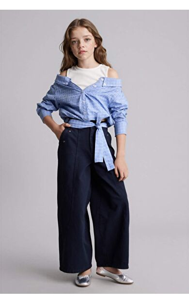 DeFacto Wıde Baggy Fıt Gabardin Pantolon Kız Çocuk