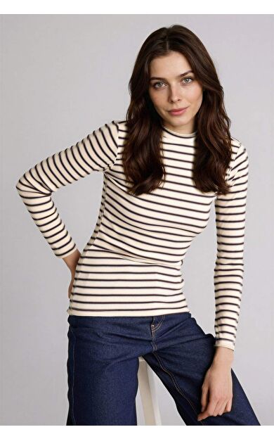 DeFacto Slım Fıt Fitilli Kaşkorse Uzun Kollu Tunik