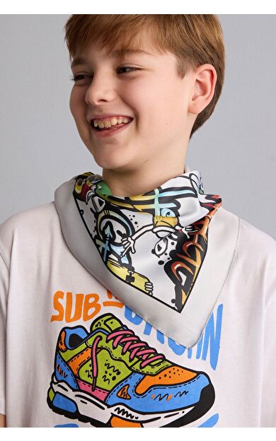 DeFacto Desenli Pamuklu Bandana Erkek Çocuk Gri
