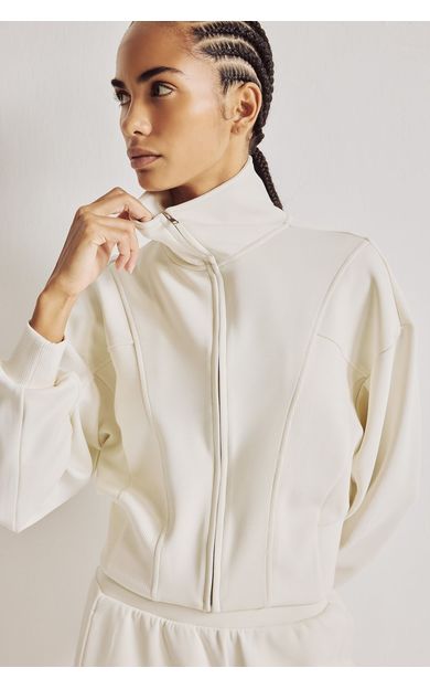 DeFacto Standart Fit Dik Yaka Fermuarlı Crop Modal Basic Sweatshirt Hırka