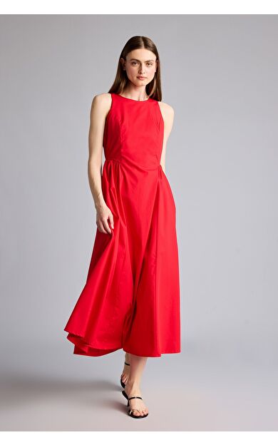 DeFacto Fıtted Halter Yaka Poplin Kolsuz Midi Elbise