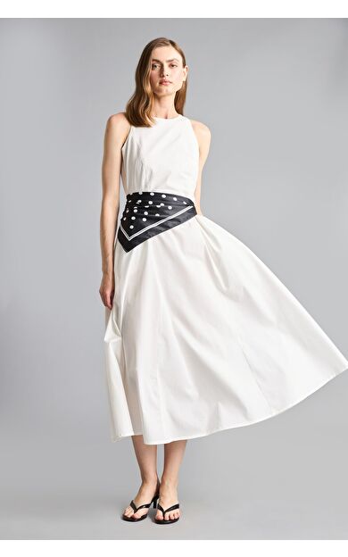 DeFacto Fıtted Halter Yaka Poplin Kolsuz Midi Elbise