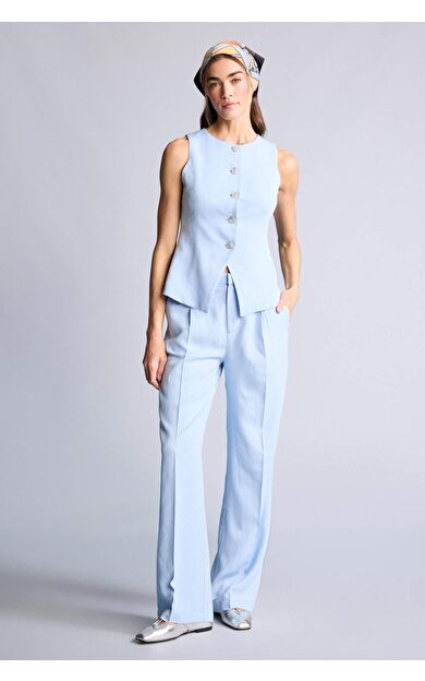 DeFacto Straıght Fıt Yüksek Bel Keten Karışımlı Pantolon