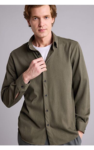 DeFacto Regular Fıt Polo Yaka Uzun Kollu Gömlek