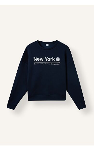 DeFacto Oversıze Bisiklet Yaka Spor Baskılı Modal Sporcu Sweatshirt