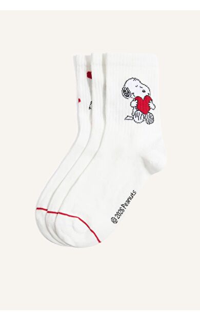 DeFacto Kadın Snoopy 3'lü Pamuklu Uzun Çorap