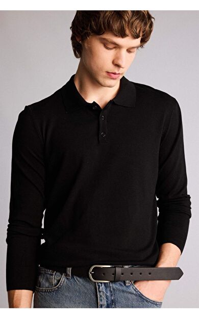 Erkek Dikdörtgen Toka Suni Deri Jean Kemeri