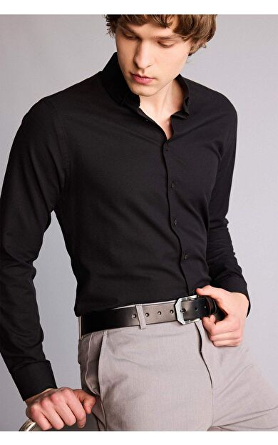 Erkek Dikdörtgen Toka Suni Deri Jean Kemeri