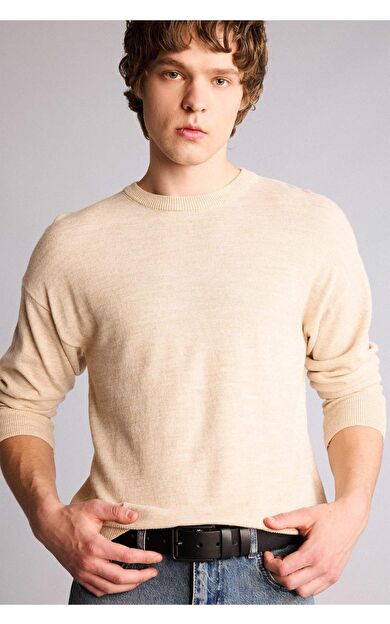 DeFacto Erkek Dikdörtgen Toka Suni Deri Jean Kemeri