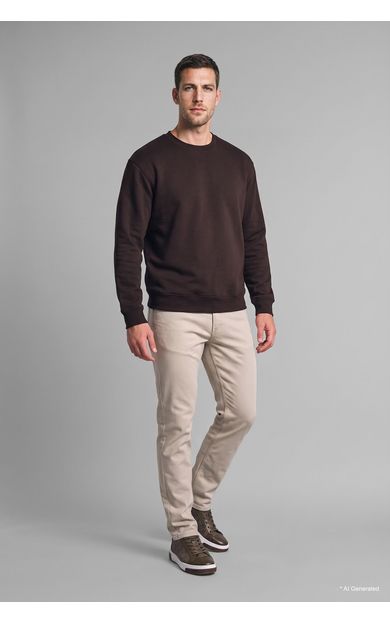 DeFacto Regular Fıt Bisiklet Yaka Basic Sweatshırt Kahve
