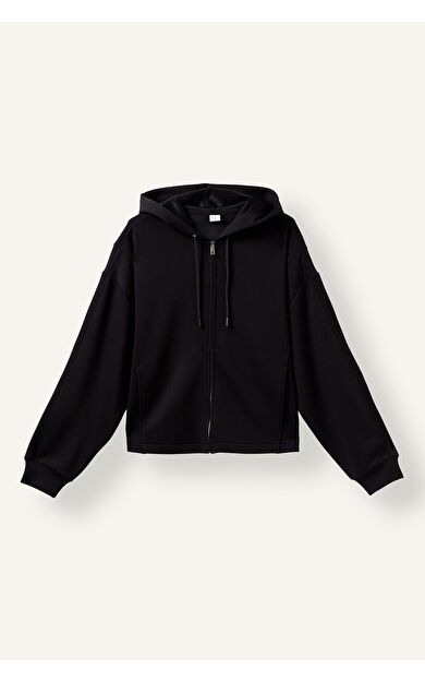 DeFacto Ultra Yumuşak Oversize Fermuarlı Kapüşonlu Cepli Basic Sweatshirt Hırka