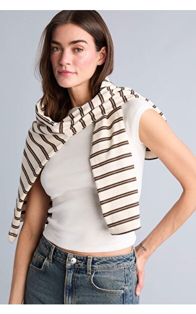 DeFacto Slım Fıt Kayık Yaka Fitilli Kaşkorse Kısa Kollu Tişört