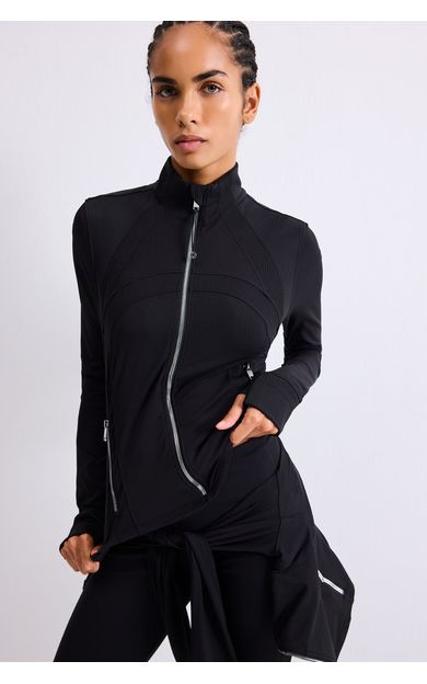 DeFacto Slim Fit Dik Yaka Fermuarlı Dikiş Detaylı Spor Basic Hırka