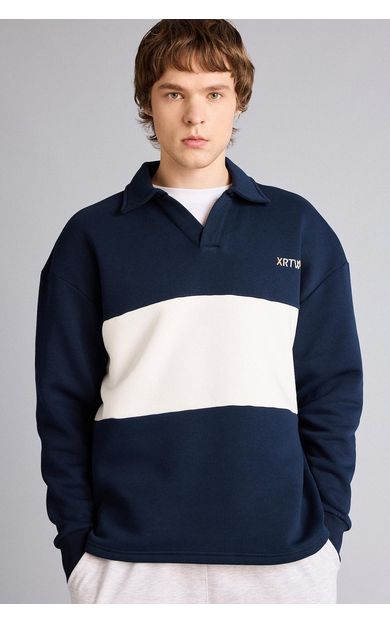 DeFacto Boxy Fıt Polo Yaka Sweatshirt
