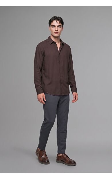 DeFacto Regular Fit Polo Yaka Modal Uzun Kollu Gömlek