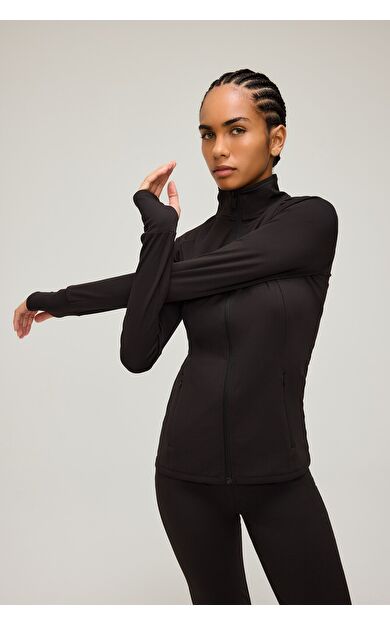 DeFacto Fermuarlı Reglan Kol Fitted Dik Yaka Hırka