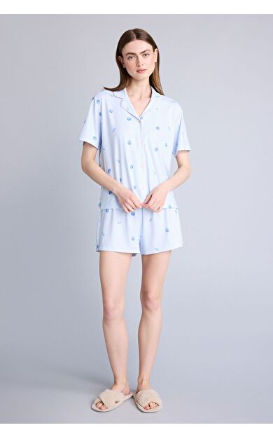 DeFacto Regular Fıt Kısa Kollu 2'li Softshell Pijama Takım