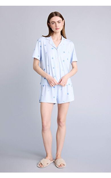 DeFacto Regular Fıt Kısa Kollu 2'li Softshell Pijama Takım