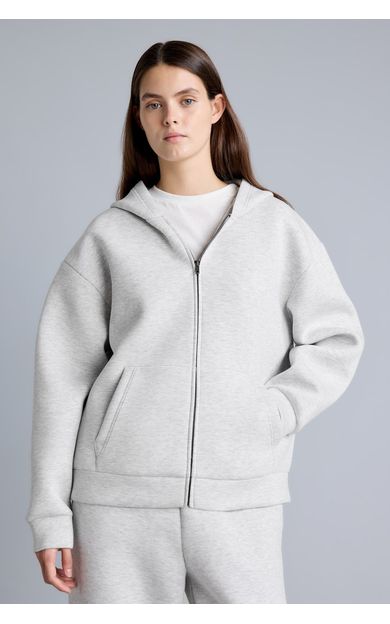DeFacto Relaxed Fit Kapüşonlu Fermuarlı Cepli Skuba Kumaş Basic Sweatshirt Hırka