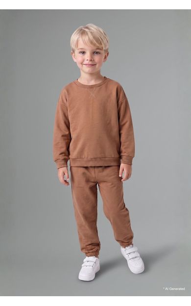 DeFacto Uzun Kollu Sweatshirt Elastik Belli Eşofman Altlı 2'li Takım Erkek Bebek Bej
