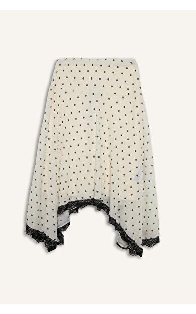 DeFacto Puantiye Normal Bel Krep Midi Etek