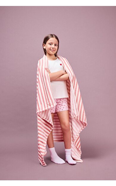 DeFacto Regular Fıt Fitilli Kaşkorse 2'li Pijama Takımı Kız Çocuk