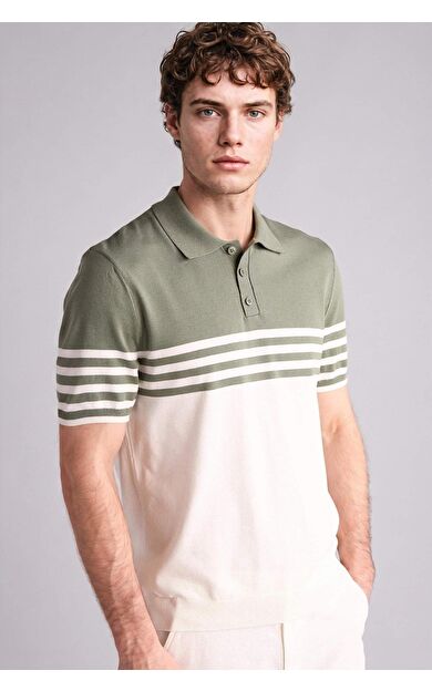 DeFacto Standart Fıt Polo Yaka Çizgili Kısa Kollu Polo Tişört