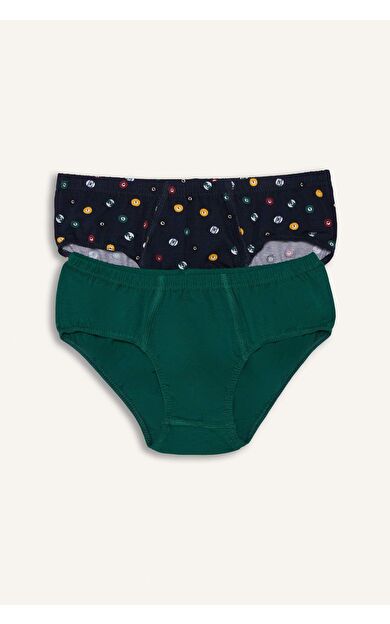 Desenli Penye 2'li Slip Külot Erkek Çocuk