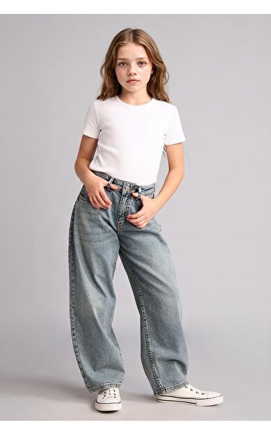 DeFacto Baggy Fıt Jean Pantolon Kız Çocuk