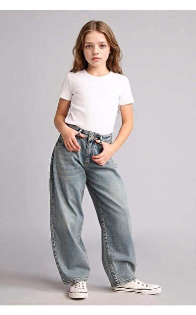 DeFacto Baggy Fıt Jean Pantolon Kız Çocuk