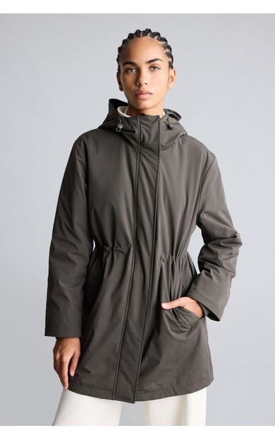 DeFacto Beli Büzgülü Regular Fit Kapüşonlu Parka Haki