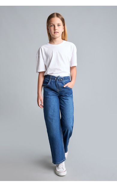 DeFacto Wide Leg Konforlu ve Ferah Geniş Paça Jean Pantolon Kız Çocuk Mavi H6242A826AUNM28
