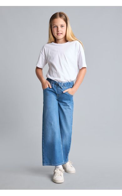 DeFacto Wide Leg Konforlu ve Ferah Geniş Paça Jean Pantolon Kız Çocuk Mavi H6242A826AUNM39