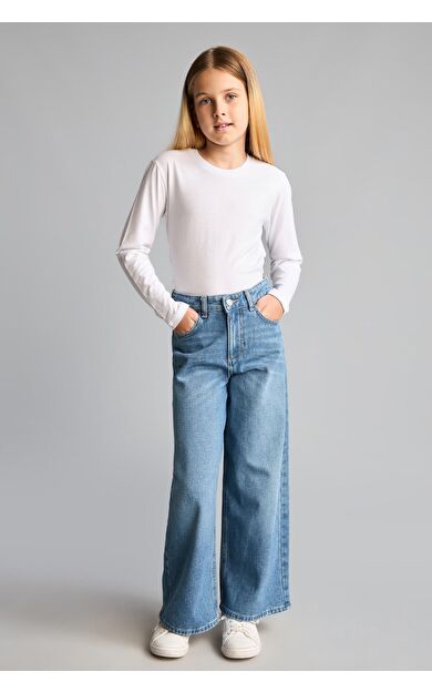 DeFacto 90's Wide Leg Düğmeli Jean Pantolon Kız Çocuk
