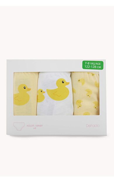 DeFacto Desenli Penye 3'lü Slip Külot Kız Çocuk