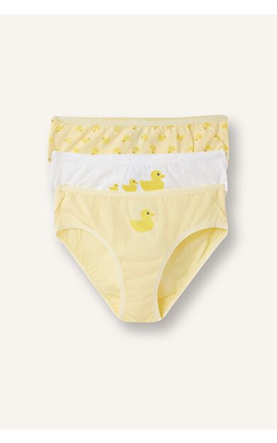 DeFacto Desenli Penye 3'lü Slip Külot Kız Çocuk