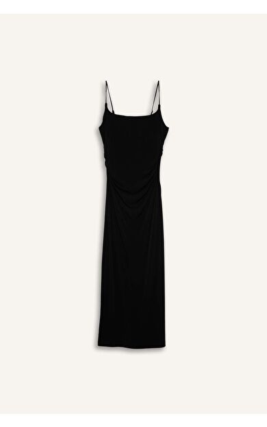 DeFacto Bodycon Vücudu Saran Kare Yaka Kolsuz Maxi Elbise