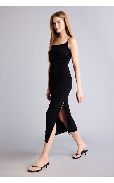 DeFacto Bodycon Vücudu Saran Kare Yaka Kolsuz Maxi Elbise